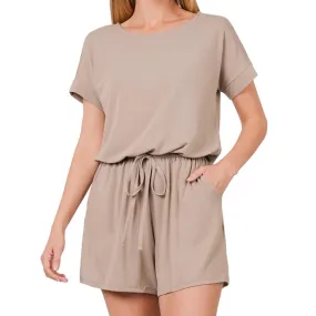 Let’s Chill Short Sleeve Romper Mocha