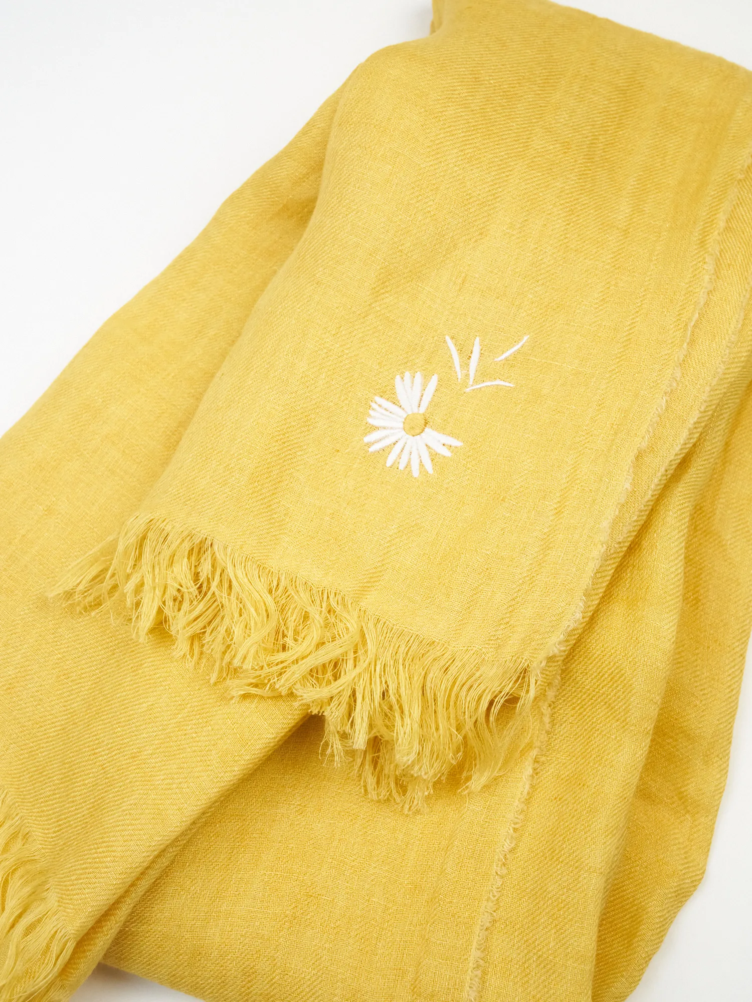 Linen Square Scarf Yellow 