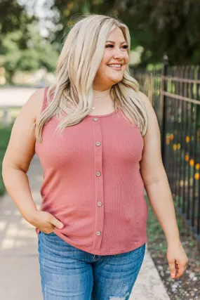 Loving Myself Ribbed Knit Tank Top- Dark Mauve