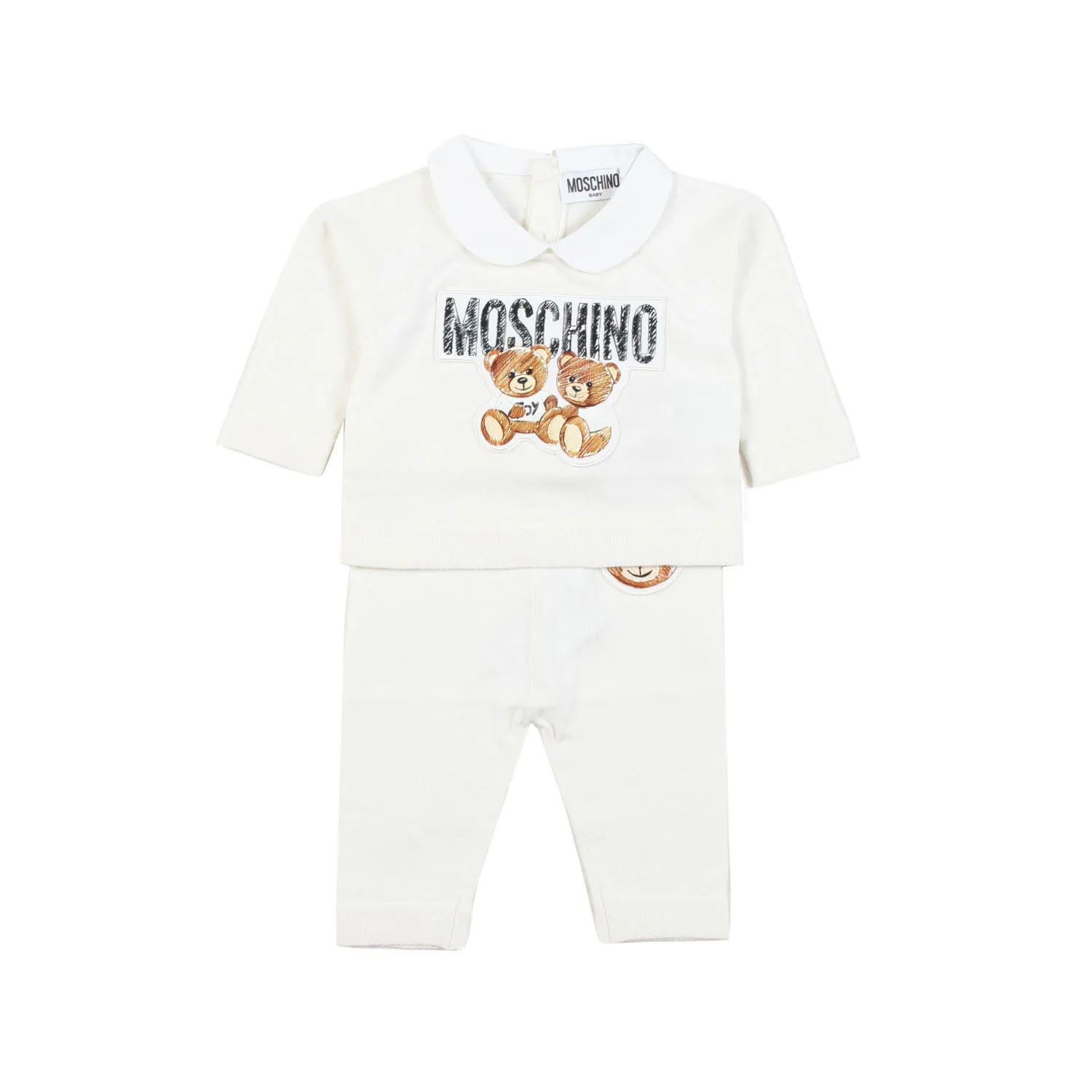 Moschino 2-Piece Ecru Romper With Teddy Bear