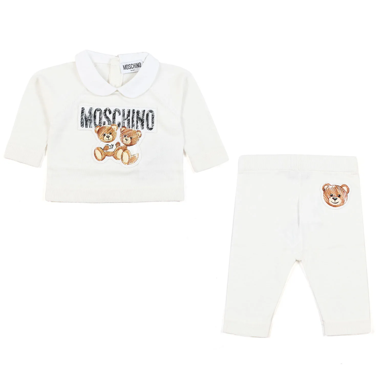 Moschino 2-Piece Ecru Romper With Teddy Bear