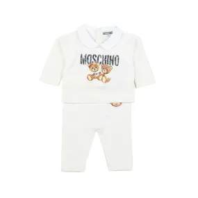 Moschino 2-Piece Ecru Romper With Teddy Bear