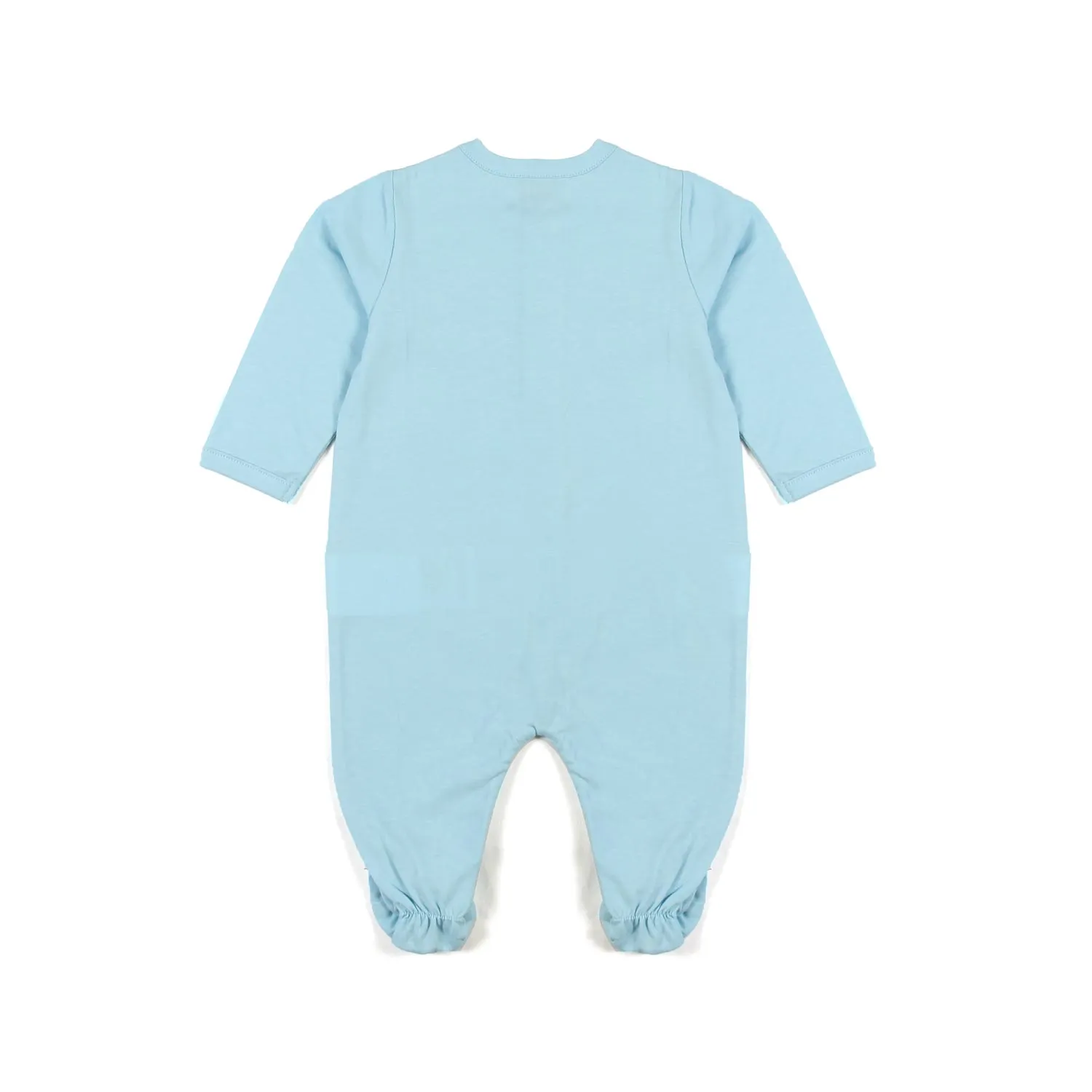 Moschino Baby Light Blue Romper With Teddy Bear Print