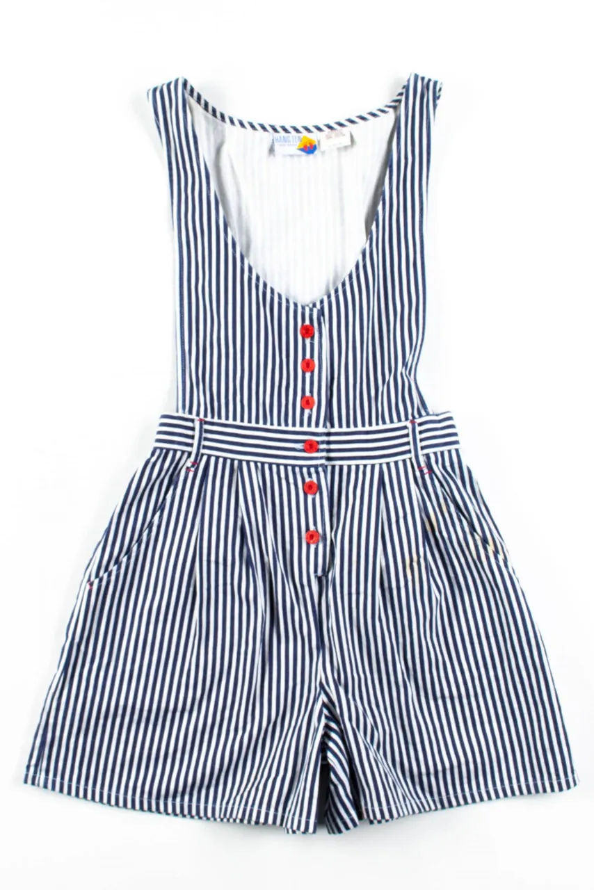 Navy Striped Romper