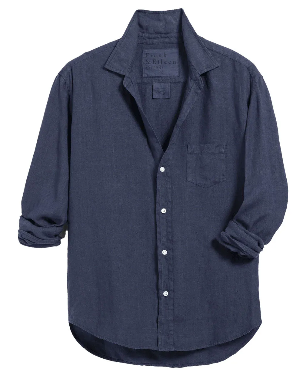 Navy Washed Linen Relaxed Eileen Button Up Shirt