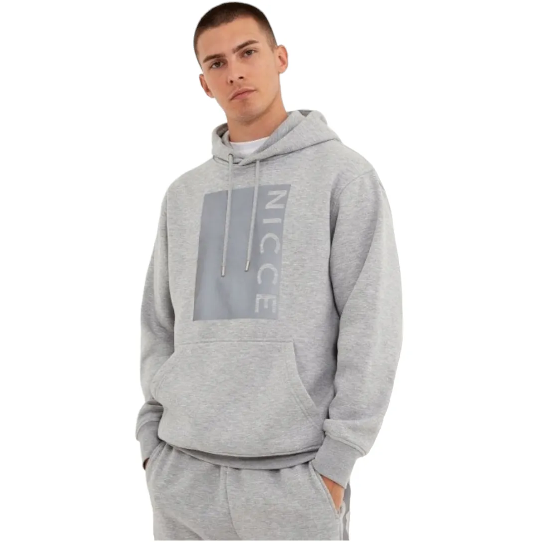 Nicce Cube Hoodie - Light Grey Marl