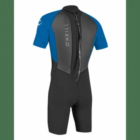 O'Neill REACTOR-2 2MM BACK ZIP SHORTY WETSUIT IN BLACK & OCEAN