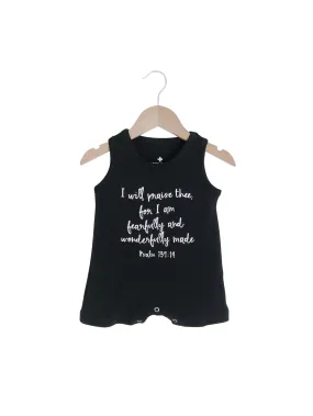 Organic Tank Romper -  Psalm 139:14