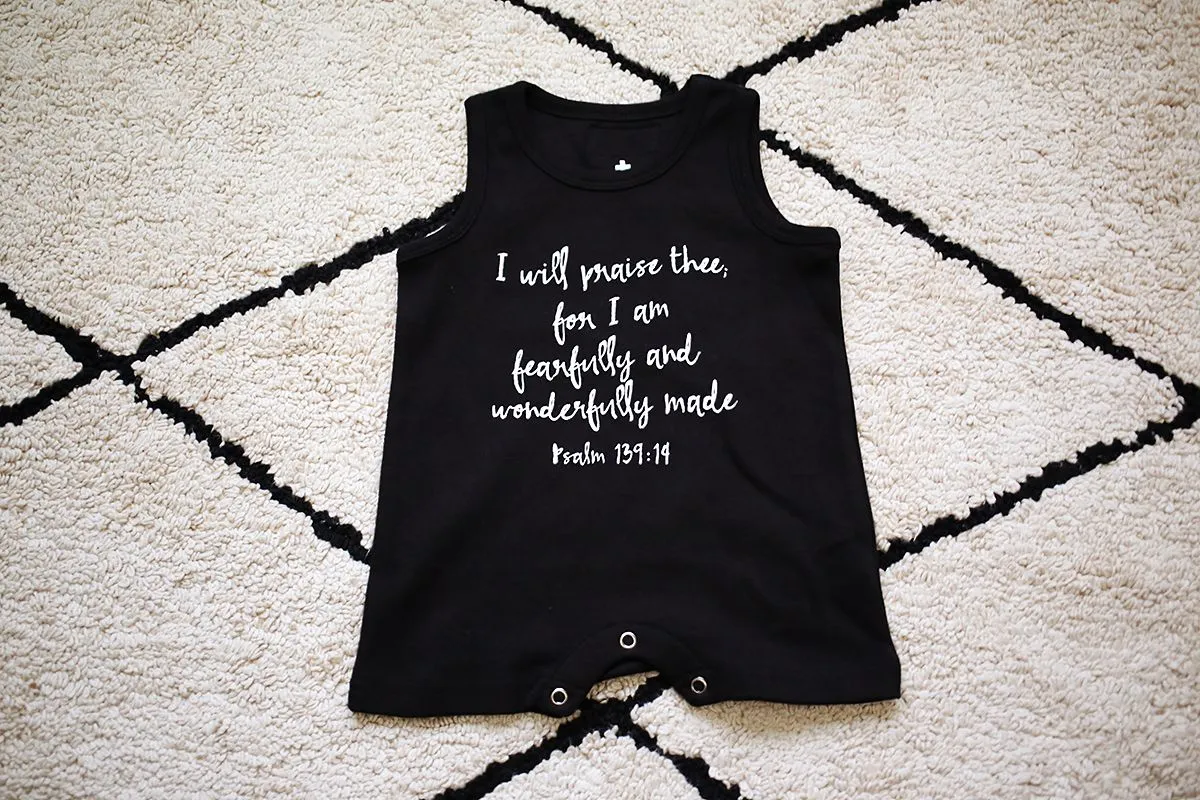 Organic Tank Romper -  Psalm 139:14