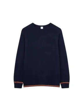 Overseas Station Season Big Chance 8 18 Striped Hem Raglan Wool Sweater Navy 270186