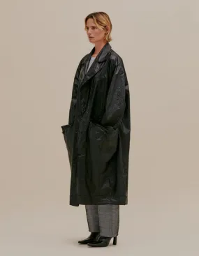 Oversized Nylon Trench Coat - Obsidian