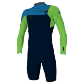 O'Neill Hammer 2mm Chest Zip Long Arm Shorty Wetsuit - Abyss/Dayglo/Ocean