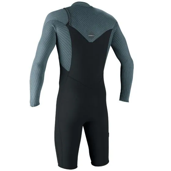 O'Neill Hyperfreak 2mm Long Arm Chest Zip Shorty Wetsuit - Gun Metal/ Cadet Blue