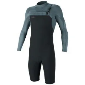 O'Neill Hyperfreak 2mm Long Arm Chest Zip Shorty Wetsuit - Gun Metal/ Cadet Blue