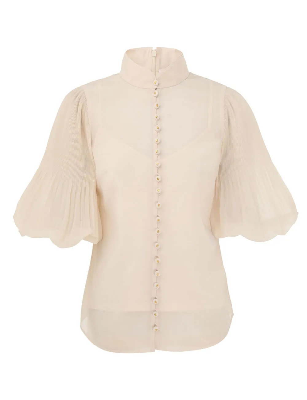 Pleated Buttoned Blouse