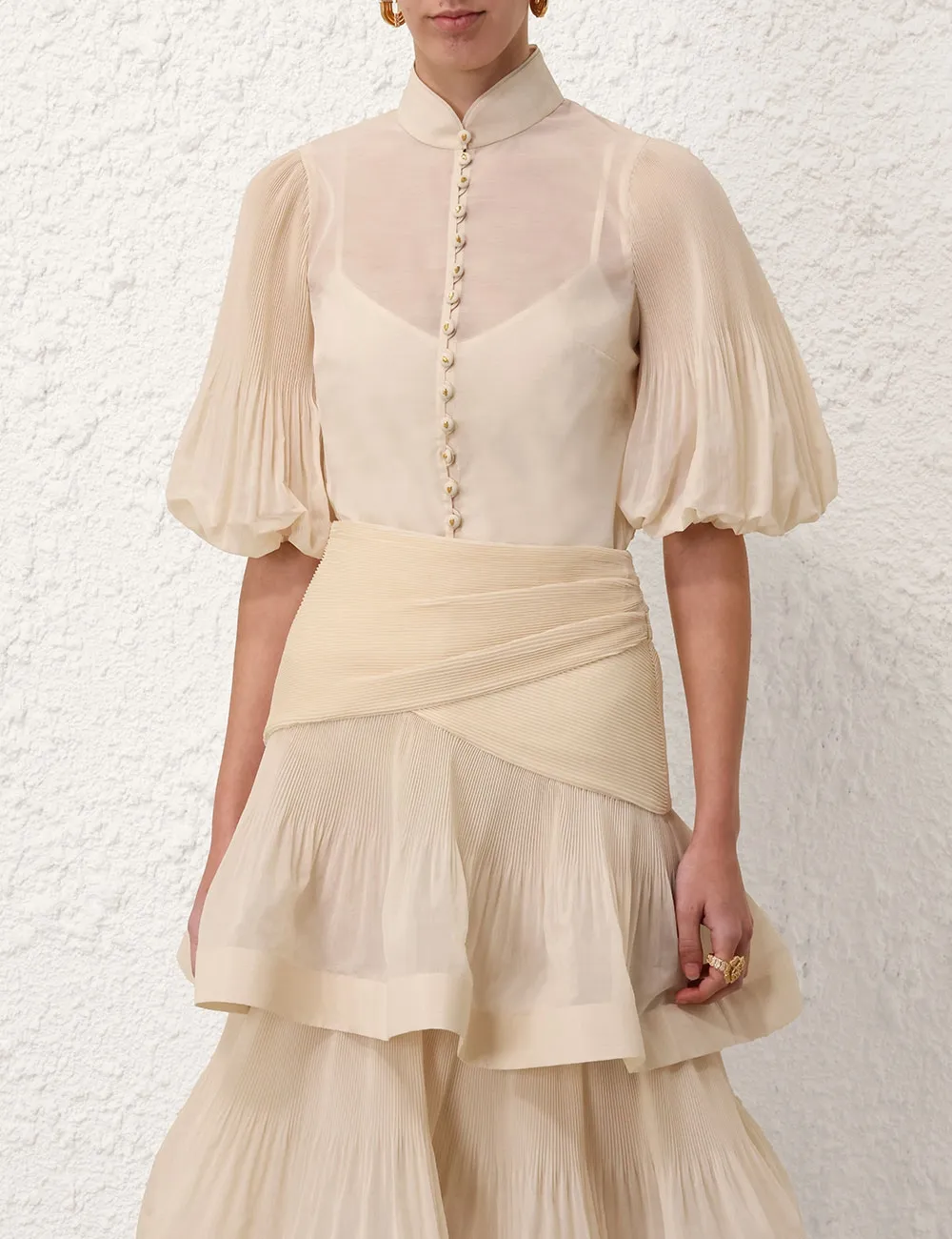 Pleated Buttoned Blouse