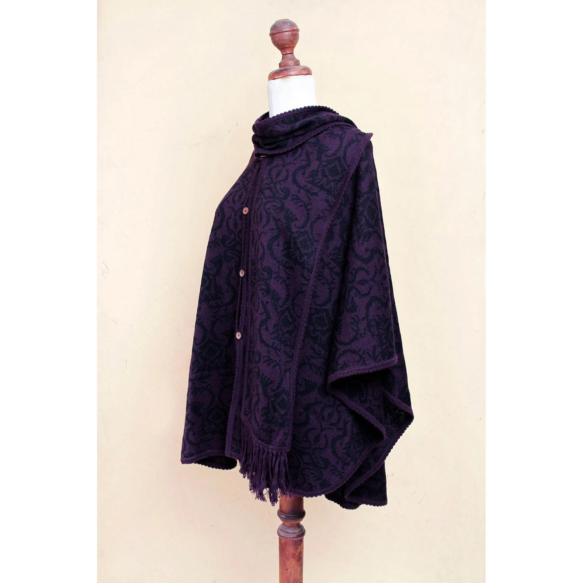 Purple Alpaca Blend Ruana Cloak