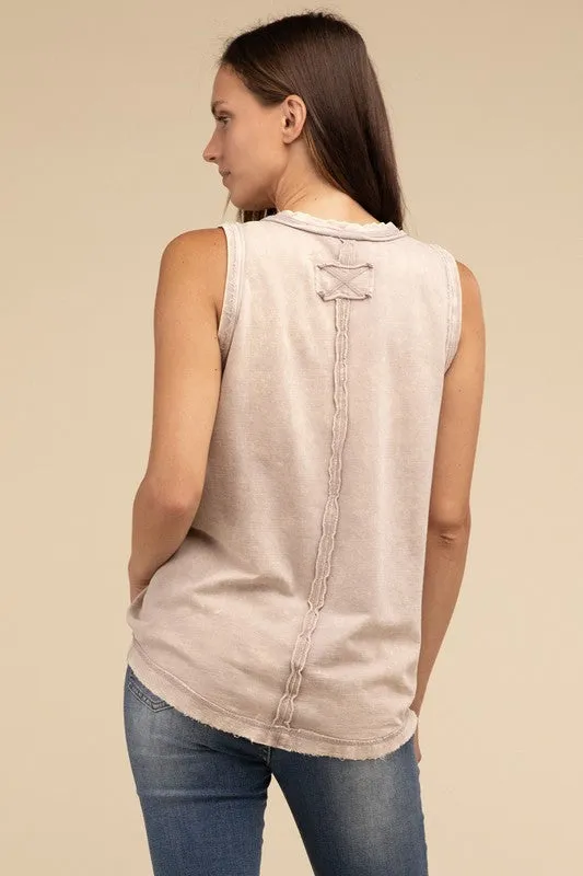 Raven Raw Edge Henley Top