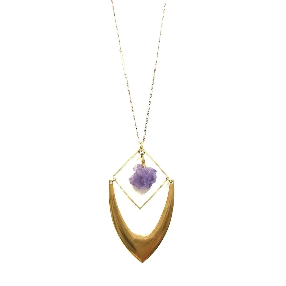 Raw Amethyst Chevron Necklace