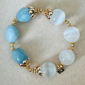 Raw Aquamarine & Selenite Bracelet