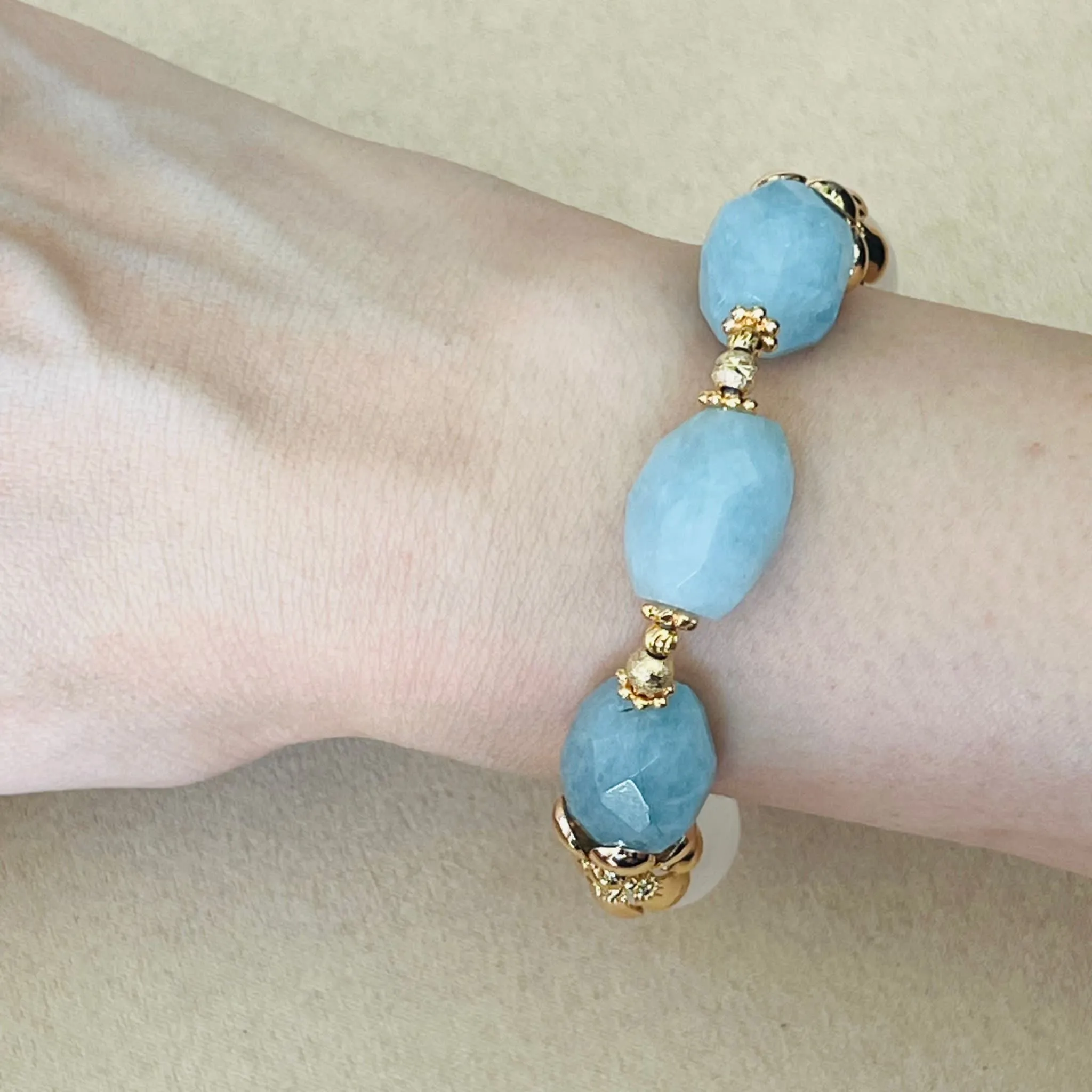 Raw Aquamarine & Selenite Bracelet