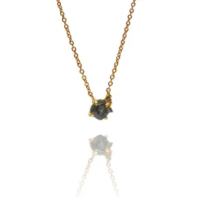 Raw Diamond and Gold Prong Necklace