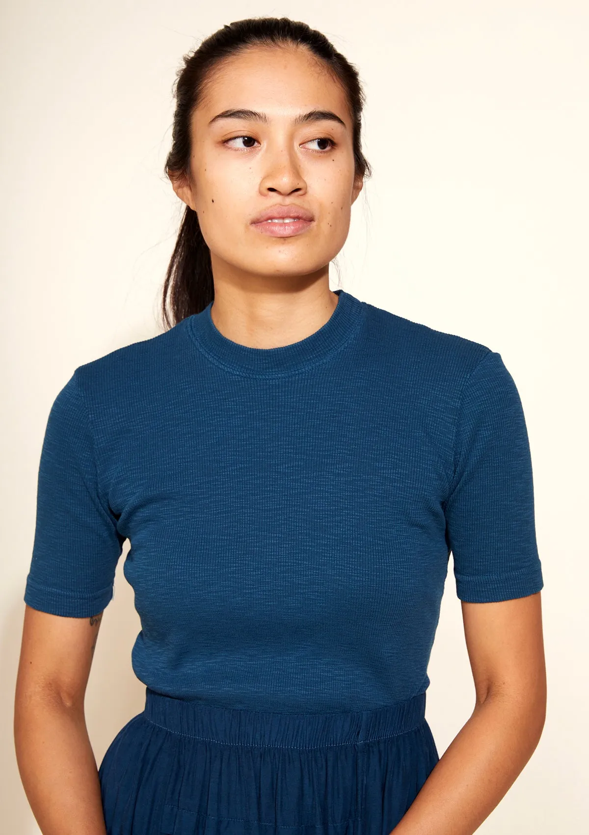 Ribbed T-Shirt ° Aegean Blue