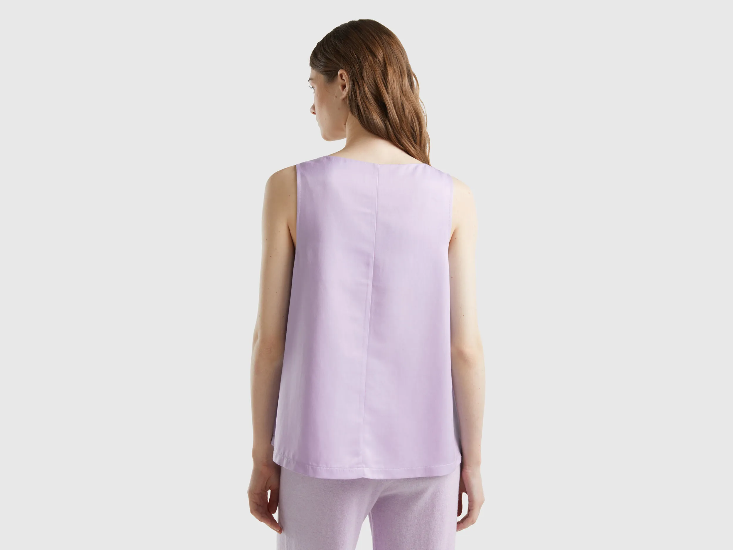 Satin look sleeveless blouse - Lilac | Benetton