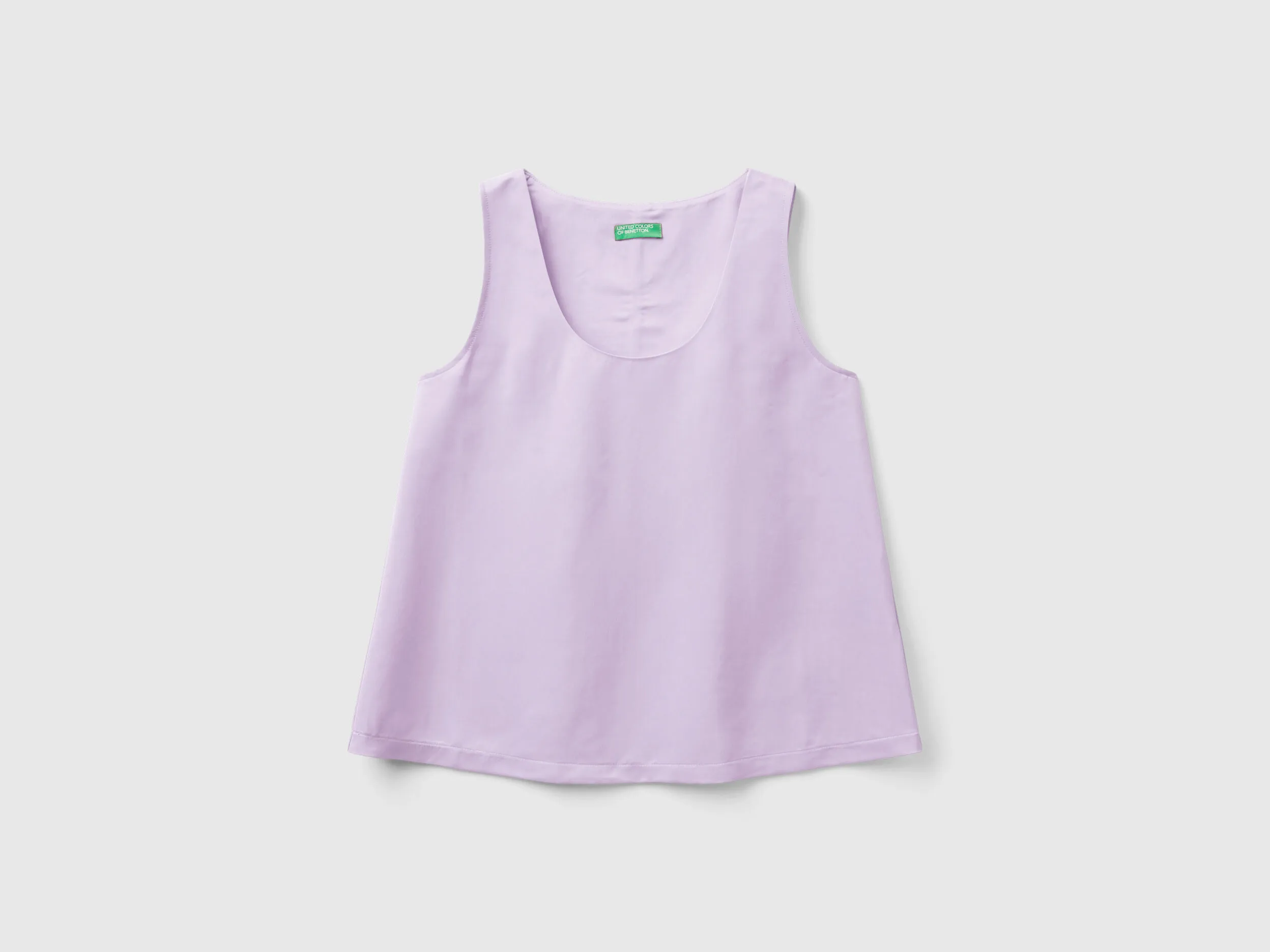 Satin look sleeveless blouse - Lilac | Benetton