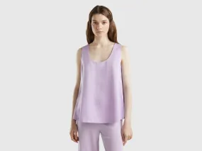 Satin look sleeveless blouse - Lilac | Benetton