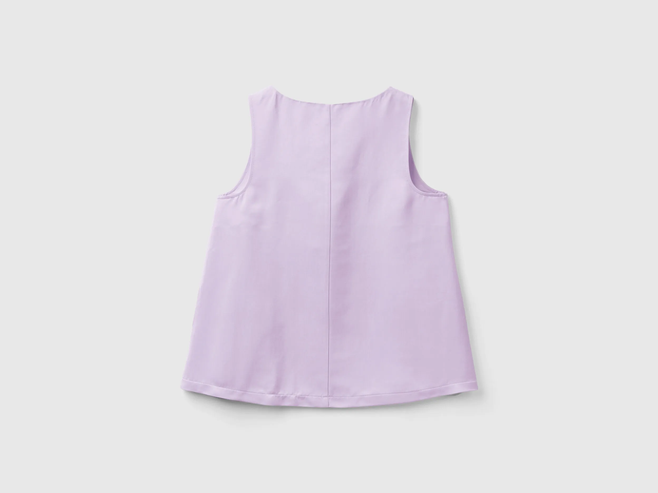 Satin look sleeveless blouse - Lilac | Benetton