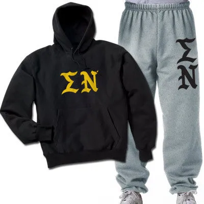 Sigma Nu Hoodie and Sweatpants, Printed Old English Letters, Package Deal - CAD