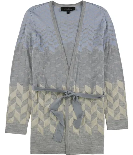 St. John Womens Degrade Herringbone Cardigan Sweater