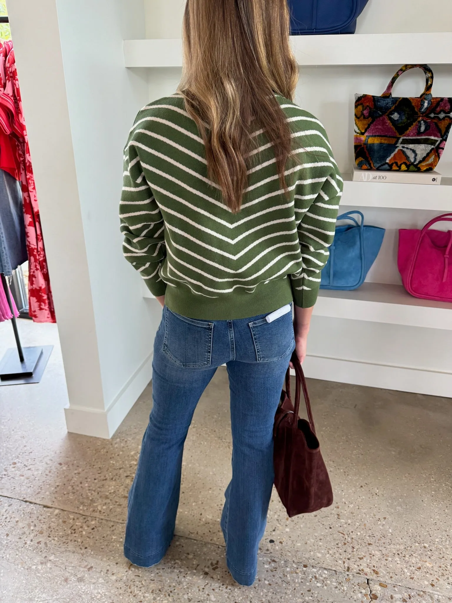 Striped Green Turtleneck Sweater