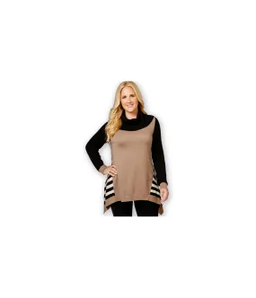 Style & Co. Womens Colorblocked Handkerchief-Hem Pullover Sweater