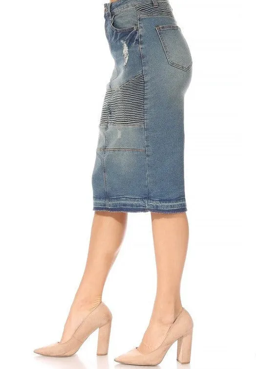 Teresa Ribbed Jean Skirt-Vintage Wash