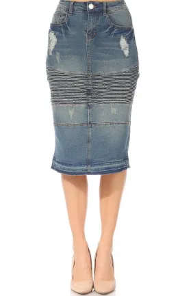 Teresa Ribbed Jean Skirt-Vintage Wash