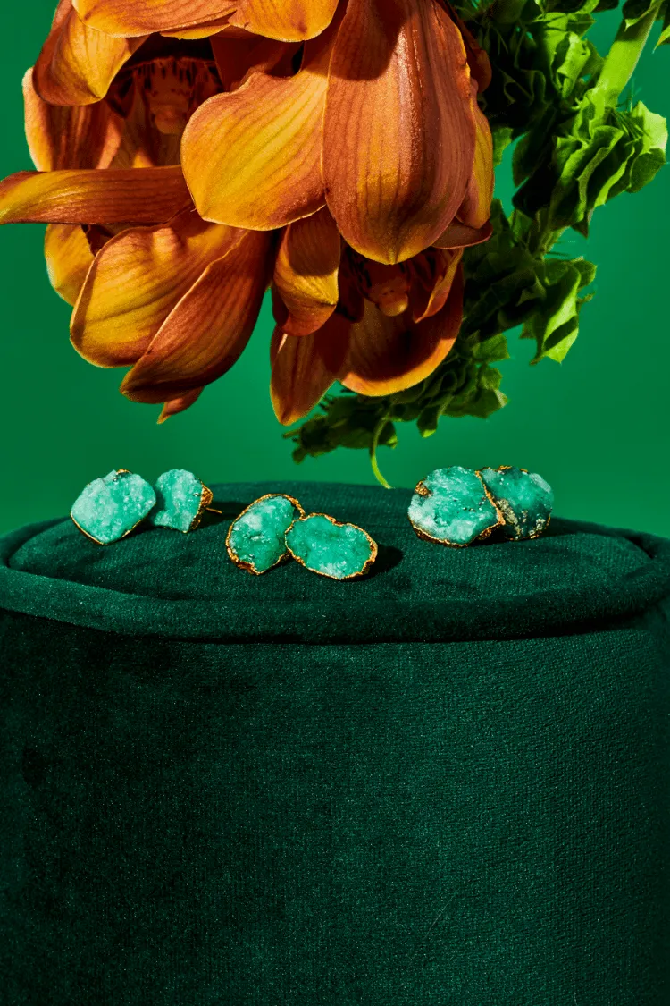 The Raw Emerald Earrings