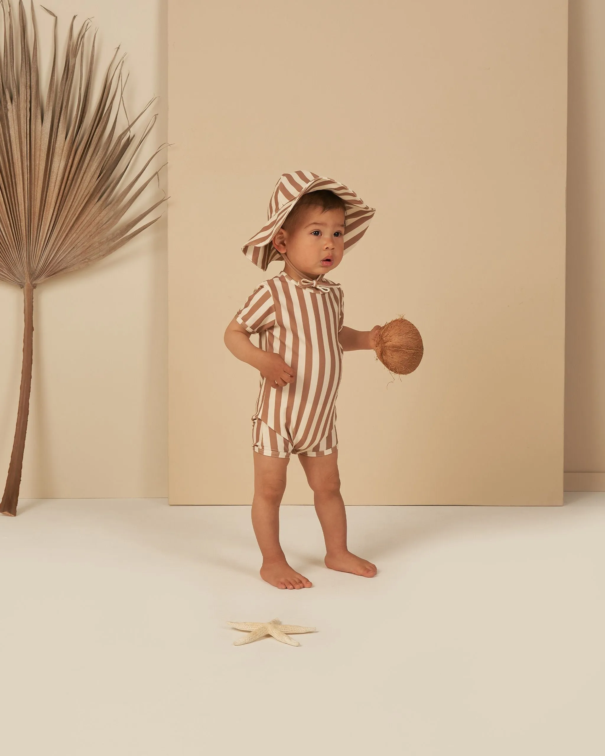 The Shorty One-Piece Swimsuit by Rylee + Cru - Clay Stripe - BABY