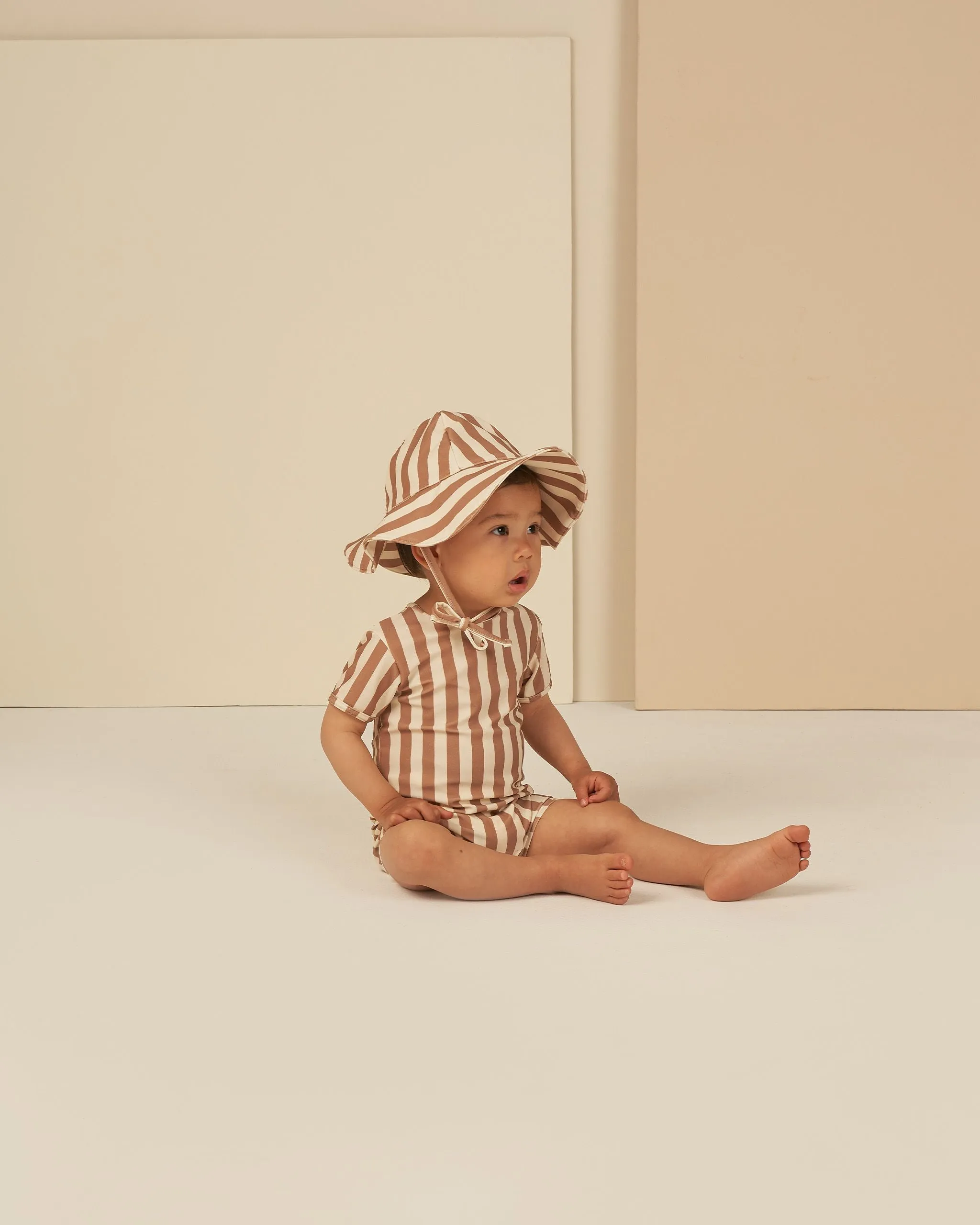 The Shorty One-Piece Swimsuit by Rylee + Cru - Clay Stripe - BABY