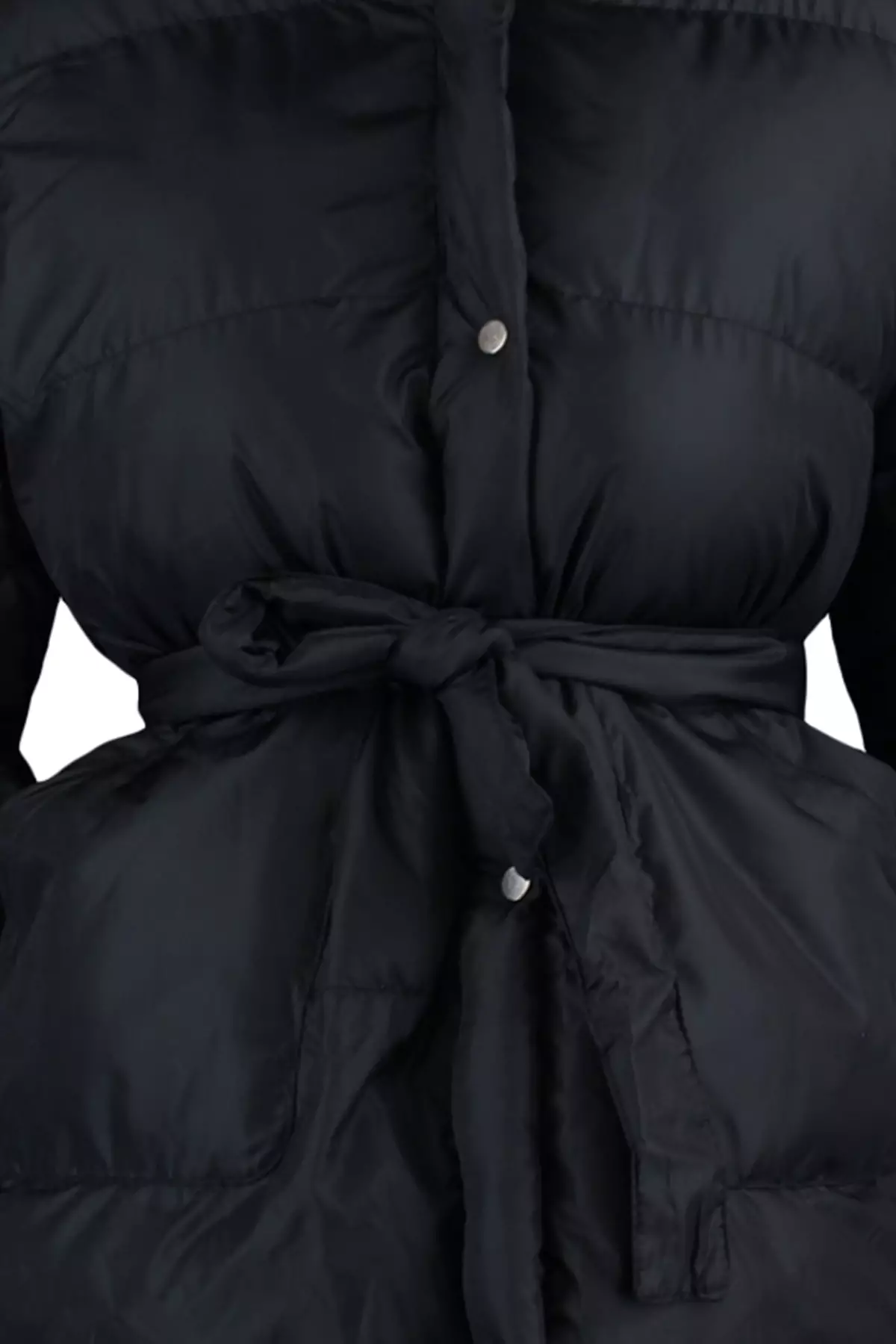 Trendyol Plus Size Black Belted Inflatable Coat