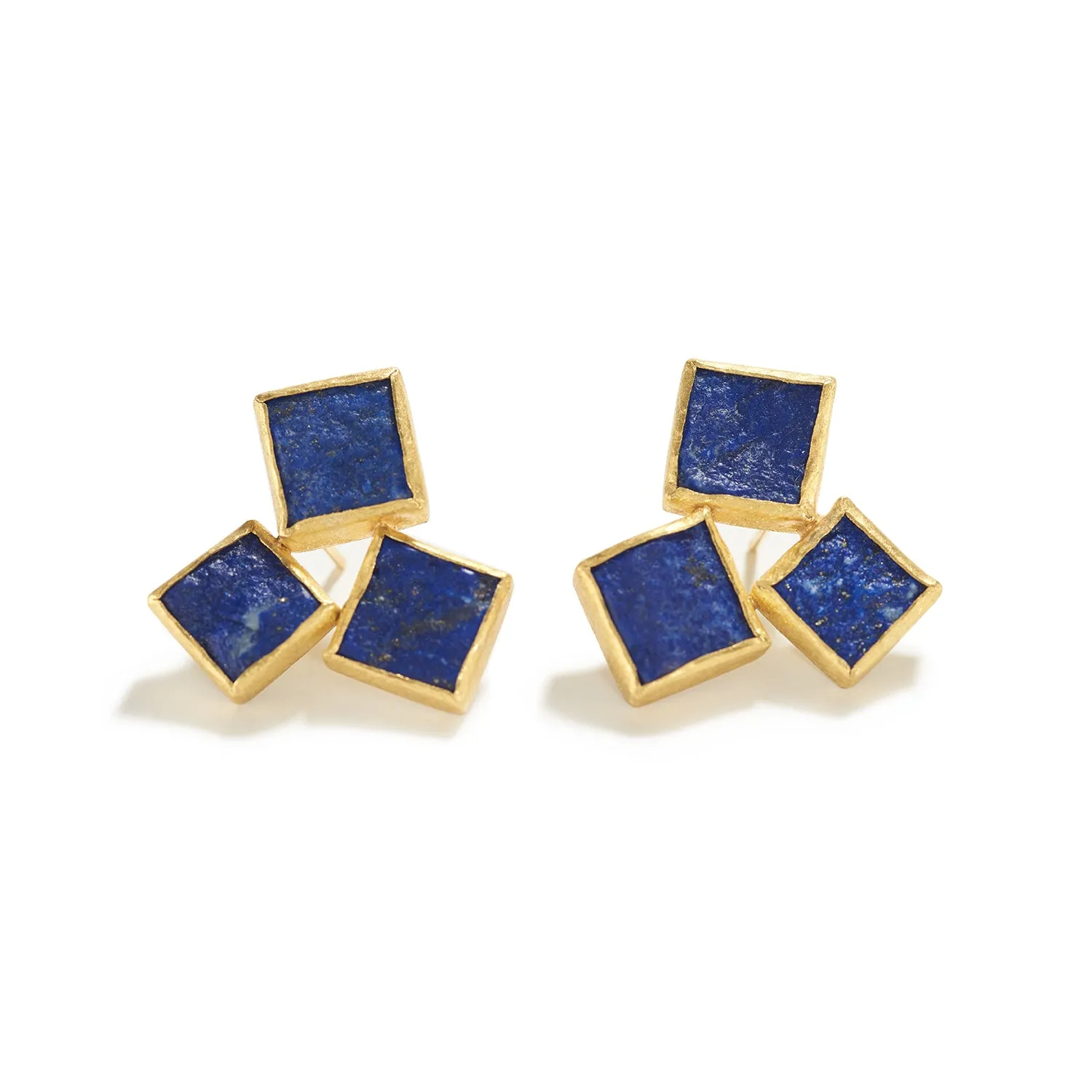 Triple Raw Lapis Earrings