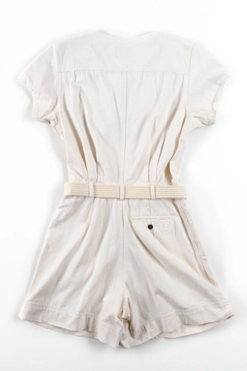 White Belted Liz Claiborne Romper