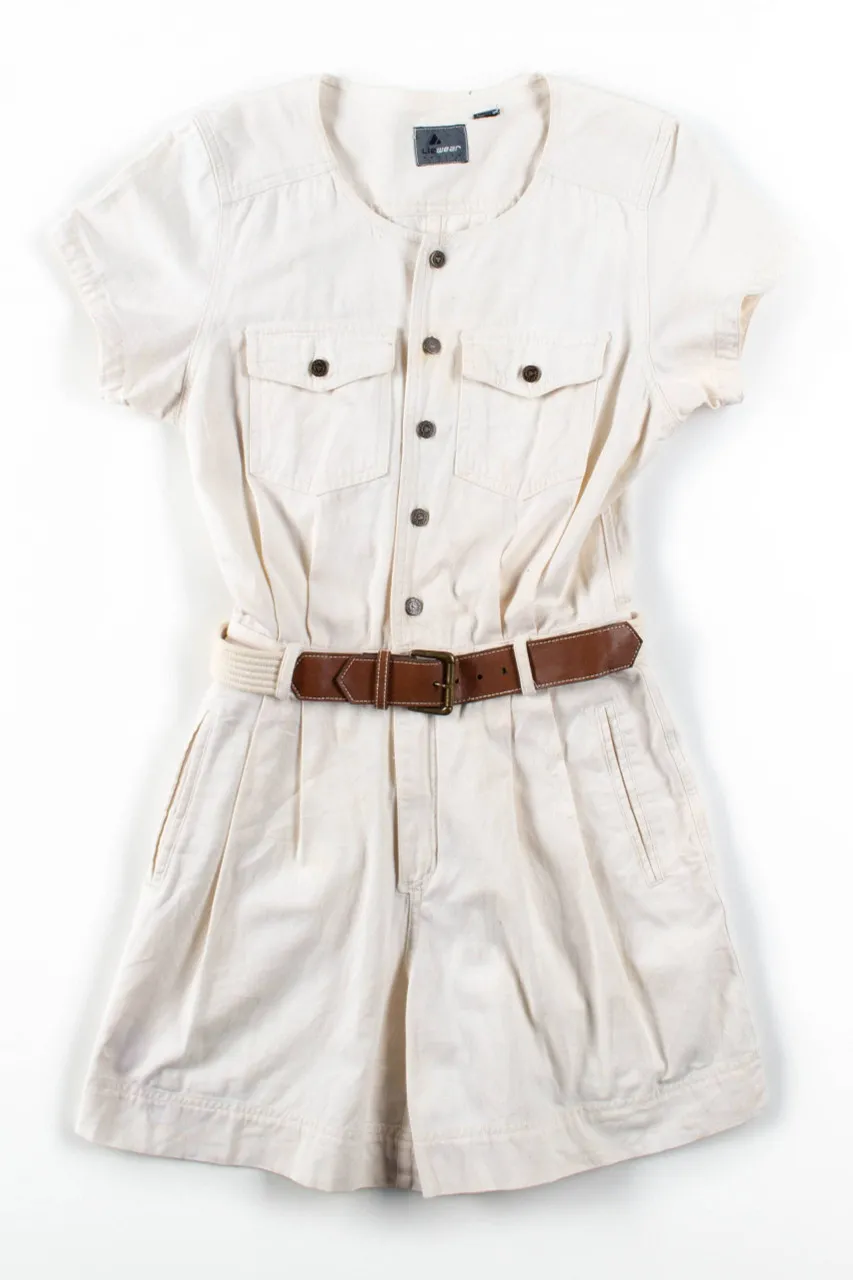 White Belted Liz Claiborne Romper