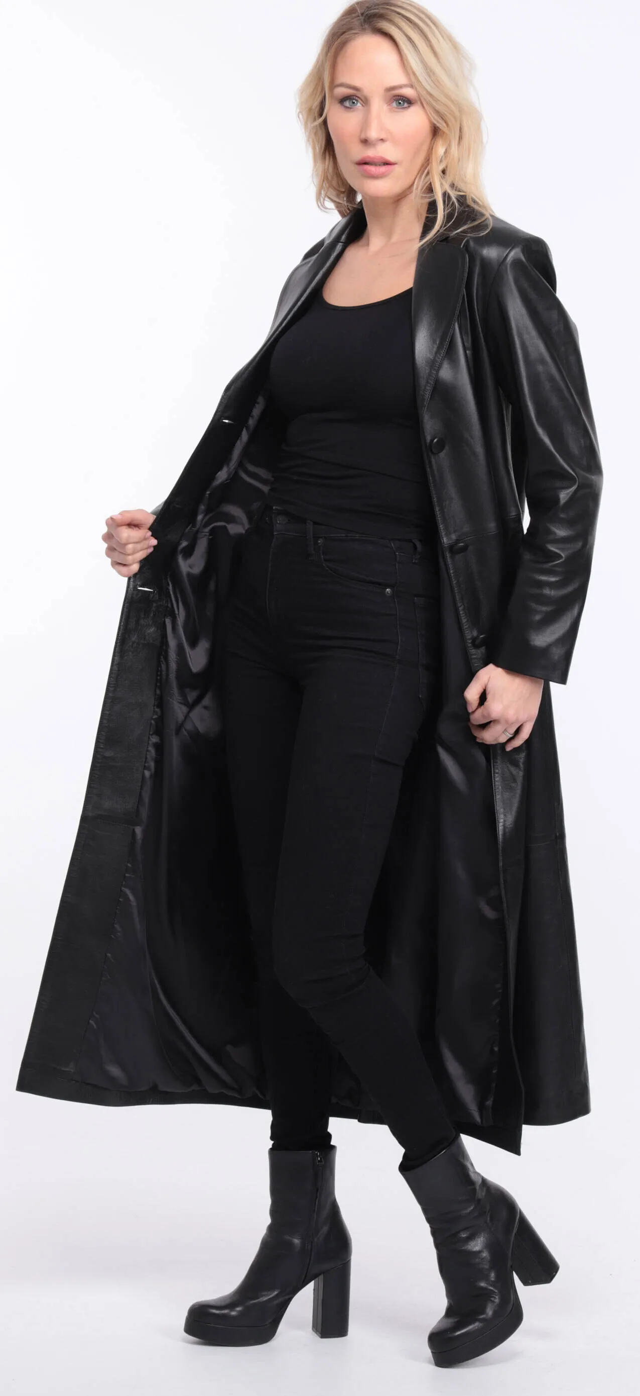 Women's black lambskin leather coat jorda