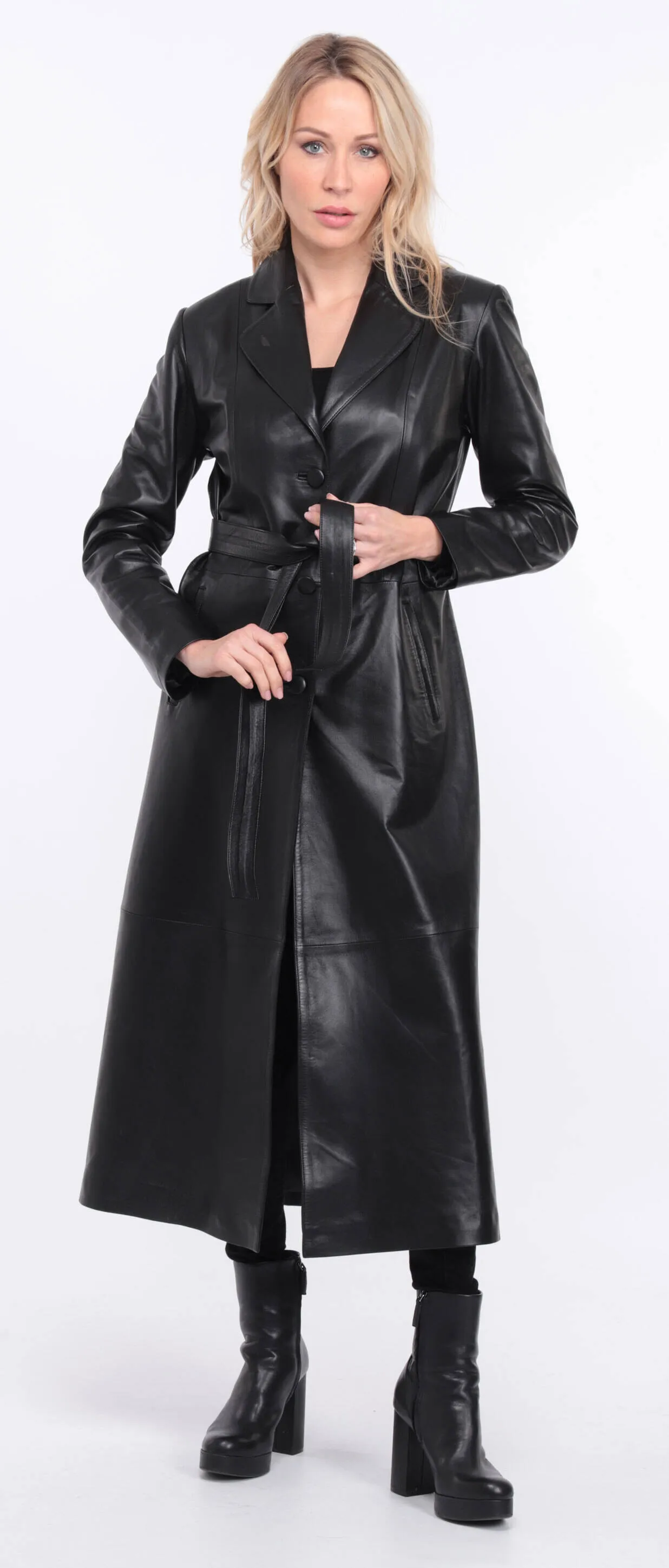 Women's black lambskin leather coat jorda