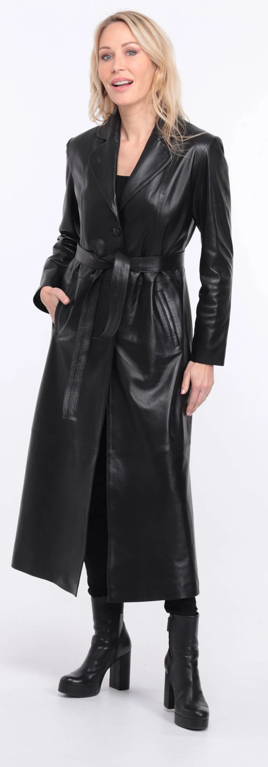 Women's black lambskin leather coat jorda